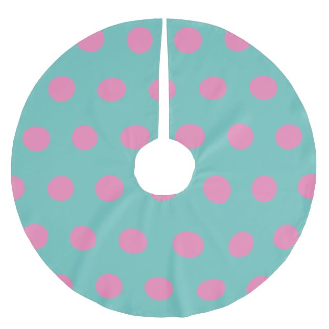 Jupon De Sapin En Polyester Brossé Jupe Pointe Arbre (Aqua & Rose) (Devant)