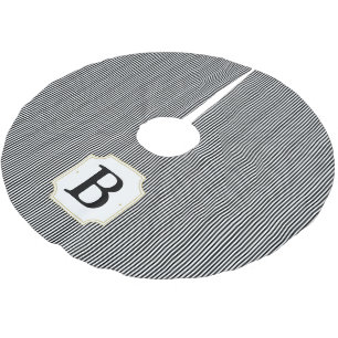 Jupon De Sapin En Polyester Brossé Jupe rayée d'arbre - noir et blanc