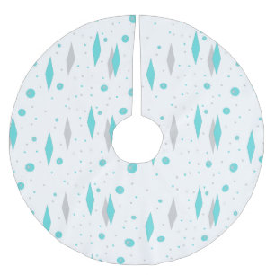 Jupon De Sapin En Polyester Brossé Jupe Retro Turquoise Diamond & Starburst Tree