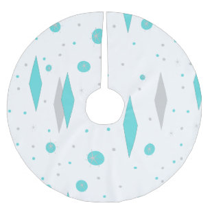 Jupon De Sapin En Polyester Brossé Jupe Retro Turquoise Diamond & Starburst Tree