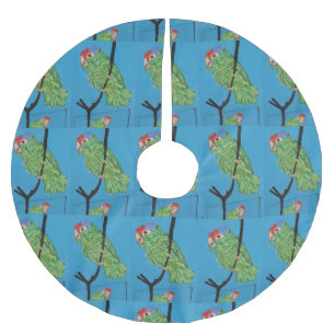 Jupon De Sapin En Polyester Brossé jupe rouge-couronnée d'arbre de perroquets