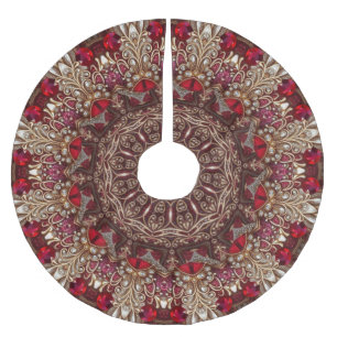 Jupon De Sapin En Polyester Brossé Jupe rouge décorative de sapin de Noël
