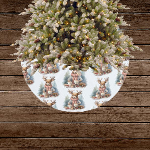 Jupon De Sapin En Polyester Brossé Jupe rustique vintage de Noël aquarelle