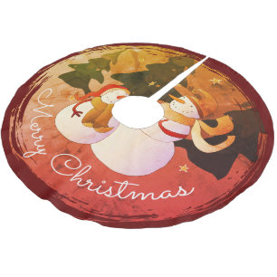 Jupon De Sapin En Polyester Brossé Jupe Snowman Brossé Polyester Tree