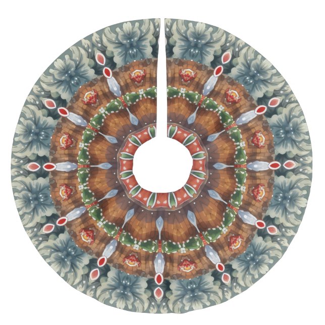 Jupon De Sapin En Polyester Brossé Jupe verte de Noël (Devant)