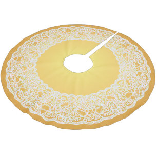 Jupon De Sapin En Polyester Brossé Jupe Vintage en dentelle or blanc