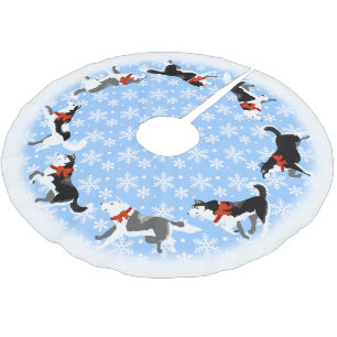 Jupon De Sapin En Polyester Brossé Jupes enrouées d'arbre de chien de traîneau de