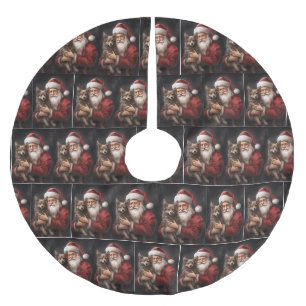 Jupon De Sapin En Polyester Brossé Kelpie australien avec le Père Noël de Noël