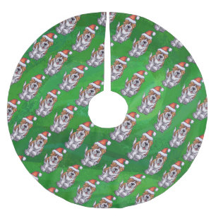 Jupon De Sapin En Polyester Brossé La mignonne St Bernard en Motif Casquette sur Vert