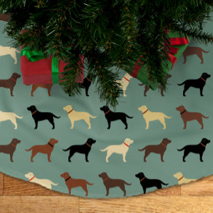 Jupon De Sapin En Polyester Brossé Labrador Retriever Chien Silhouettes Labs Noël