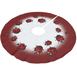 Jupon De Sapin En Polyester Brossé Ladybug Christmas Tree Jupe Ladybird Holiday Deco