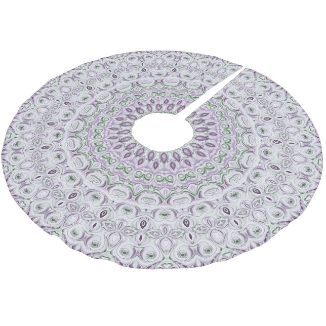 Jupon De Sapin En Polyester Brossé Lavande et vert Mandala Motif Design (Angle)