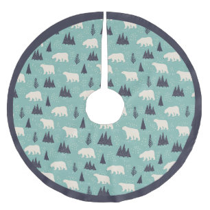 Jupon De Sapin En Polyester Brossé Le bleu marine d'ours blancs Teal a modelé Noël