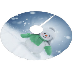 Jupon De Sapin En Polyester Brossé Le personnage de bonhomme de neige de Noël adorabl