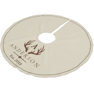 Jupon De Sapin En Polyester Brossé L'Élégant Cerf Brown Rustique moderne Antlers & Ta