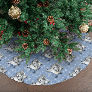 Jupon De Sapin En Polyester Brossé Léopard des neiges Élégance hivernale Flocons de n