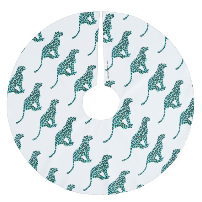 Jupon De Sapin En Polyester Brossé Léopard noir et Turquoise (Devant)