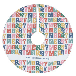 Jupon De Sapin En Polyester Brossé Lettre bulle rétro Noël personnalisé