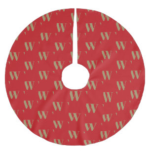 Jupon De Sapin En Polyester Brossé Lettre initiale monogramme or rouge