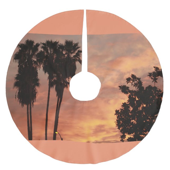 Jupon De Sapin En Polyester Brossé Lever de soleil tropical aux silhouettes (Devant)