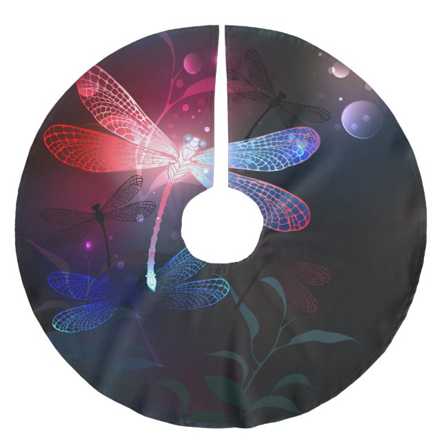 Jupon De Sapin En Polyester Brossé libellule rouge brillante (Devant)