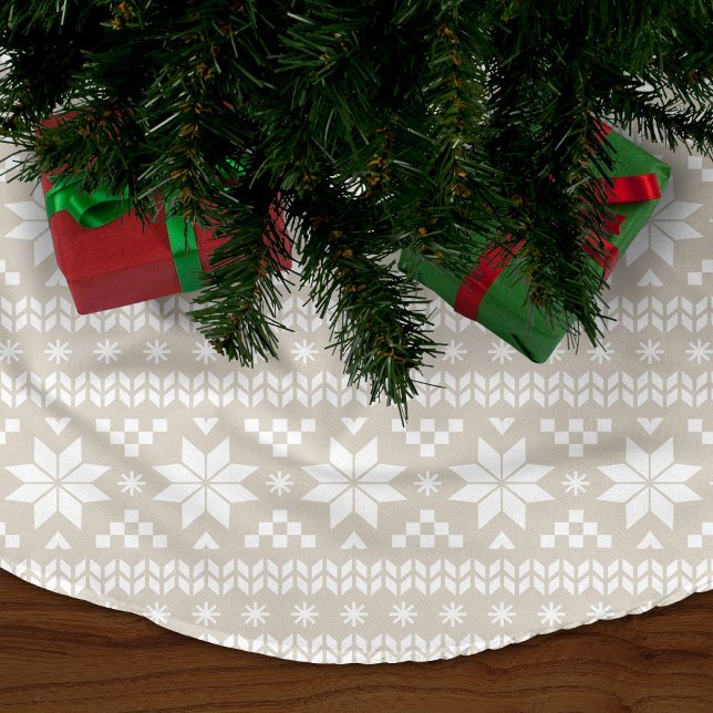 Jupon De Sapin En Polyester Brossé Linge Beige et blanc Fair Isle Motif (Créateur téléchargé)