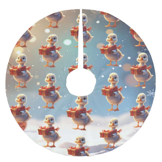 Jupon De Sapin En Polyester Brossé Little Duck Christmas Tree Skirt (Devant)