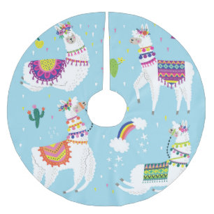 Jupon De Sapin En Polyester Brossé Llama & Cactus : Joli ensemble Vintage