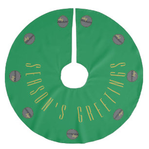 Jupon De Sapin En Polyester Brossé LOGO D'AFFAIRES VERT Joyeuses Fêtes