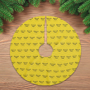 Jupon De Sapin En Polyester Brossé Logo de l'entreprise Motif sans couture sur Jaune