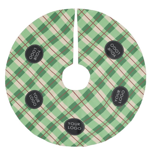Jupon De Sapin En Polyester Brossé Logo Personnalisé Vert Entreprise Tartan Professio (Devant)
