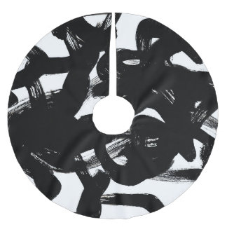 Jupon De Sapin En Polyester Brossé Luxueux Gold Art : Abstrait Black Stroke.