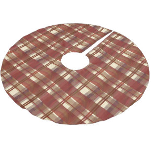 Jupon De Sapin En Polyester Brossé Madras Plaid Fall Red