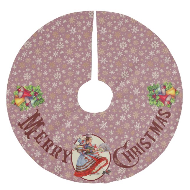 Jupon De Sapin En Polyester Brossé Magasin de Noël victorien | Pourpre (Devant)