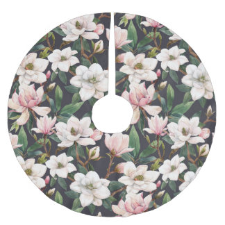 Jupon De Sapin En Polyester Brossé Magnolias dessinés à la main : aquarelle transpare