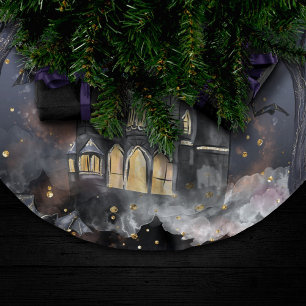 Jupon De Sapin En Polyester Brossé Maison hantée   Arbre à Pleines lunes Éffrayantes 