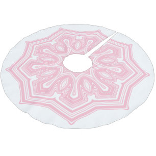 Jupon De Sapin En Polyester Brossé Mandala moderne rose et blanc