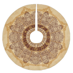 Jupon De Sapin En Polyester Brossé Mandalas, zodiac, orné, cercle vintage.