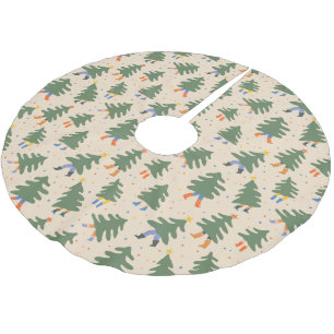 Jupon De Sapin En Polyester Brossé Marche Whimsical Motif des arbres de Noël
