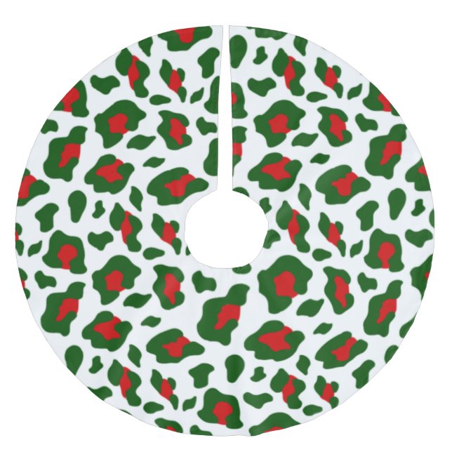 Jupon De Sapin En Polyester Brossé mauvais empreinte de léopard de noël (Devant)