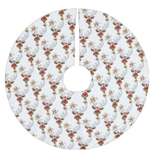 Jupon De Sapin En Polyester Brossé Mème de Noël drôle de renne qui regarde par-dessus