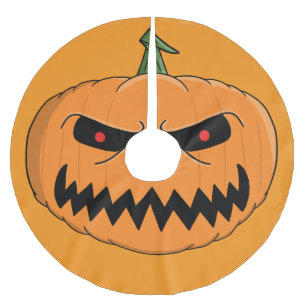 Jupon De Sapin En Polyester Brossé Menacer Jack O'Lantern Halloween