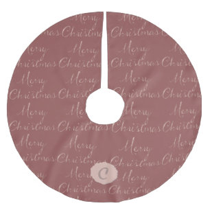 Jupon De Sapin En Polyester Brossé Message de Noël Joyeux Rose Caméo