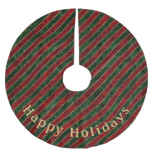 Jupon De Sapin En Polyester Brossé Message personnel du Motif de bande rouge vert mod