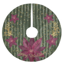 Message personnel moderne vert floral Poinsettia