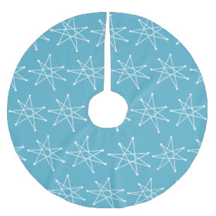 Jupon De Sapin En Polyester Brossé Midsiècle moderne atomique étoile de Noël bleu