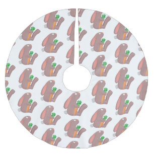 Jupon De Sapin En Polyester Brossé Mignons lapin lapin lapin assis avec dessin de car