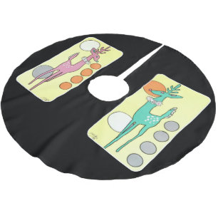 Jupon De Sapin En Polyester Brossé Milieu du siècle moderne rennes de Noël Abstraits