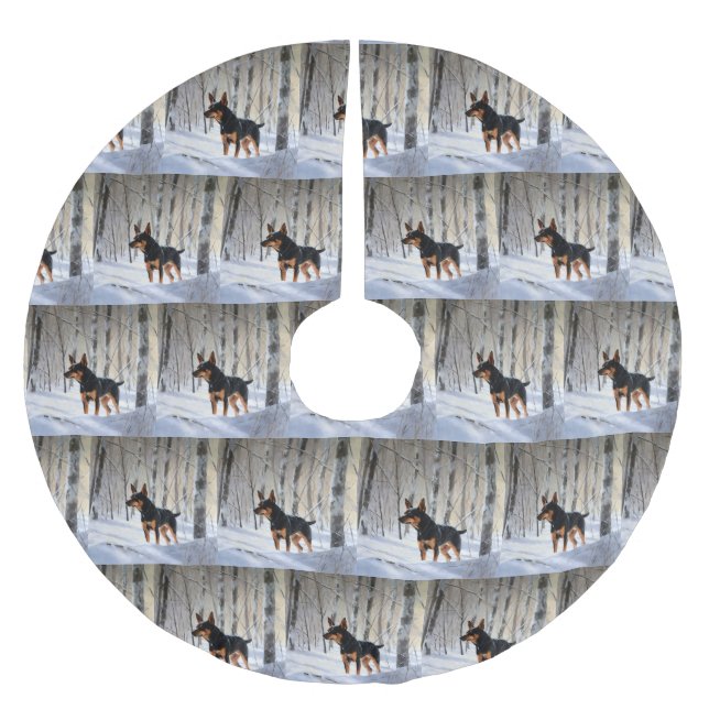 Jupon De Sapin En Polyester Brossé Mince Pinscher Laisser Neige Noël (Devant)