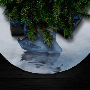 Jupon De Sapin En Polyester Brossé Misty Reflections   Moody Dusty Blue Swan sur le l